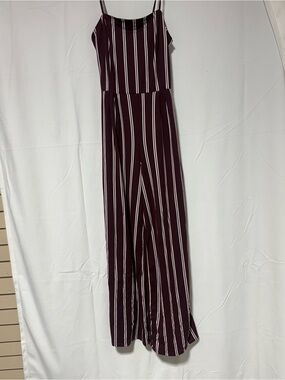 Sleeveless Burgundy Striped Jumpsuit
